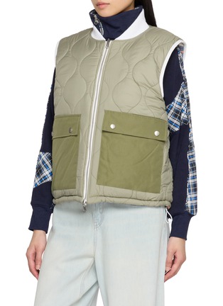 Detail View - Click To Enlarge - COSMOSLAB - Reversible Chequered Quilted Vest