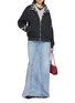 Figure View - Click To Enlarge - COSMOSLAB - Chequered Panel Zip Up Sweater Jacket