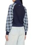 Back View - Click To Enlarge - COSMOSLAB - Asymmetric Zip Chequered Panel Sweater Jacket