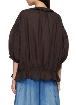 Back View - Click To Enlarge - FAFAMOON - Ruffle Trim Gathered Blouse