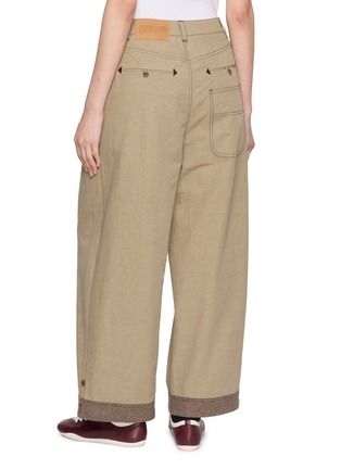 Back View - Click To Enlarge - FAFAMOON - Contrast Stitch Pleated Wide Leg Pants