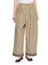 FAFAMOON Contrast Stitch Pleated Wide Leg Pants