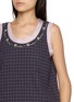  - FAFAMOON - Embroidered Neck Chequered Tank Top