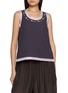 FAFAMOON Embroidered Neck Chequered Tank Top