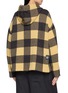 Back View - Click To Enlarge - FAFAMOON - Chequered Hooded Button Front Jacket