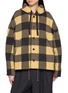 FAFAMOON Chequered Hooded Button Front Jacket