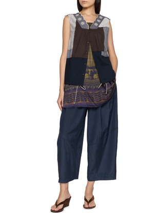 Figure View - Click To Enlarge - FAFAMOON - Chequered Tie Strap Mini Dress