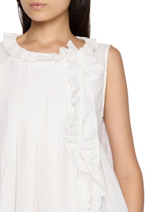  - FAFAMOON - Ruffle Trim Pleated Hem Tank Top