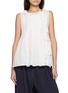 FAFAMOON Ruffle Trim Pleated Hem Tank Top