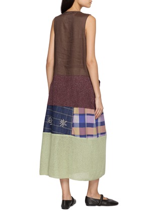 Back View - Click To Enlarge - FAFAMOON - Patchwork Tie Waist Tank Dress