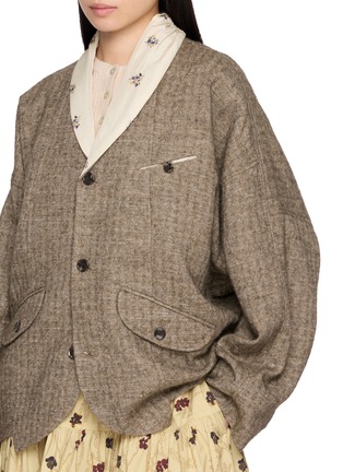  - FAFAMOON - Floral Contrast Collar Wool Jacket