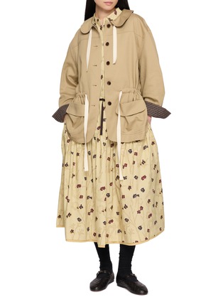 Figure View - Click To Enlarge - FAFAMOON - Drawstring Waist Button Front Coat