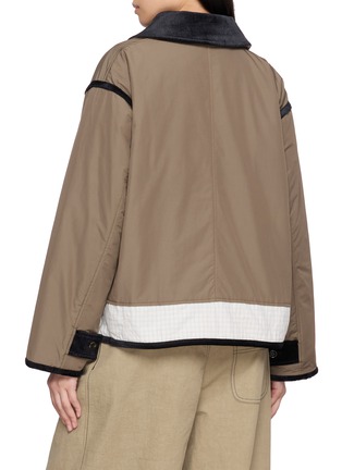 Back View - Click To Enlarge - FAFAMOON - Chequered Hem Contrast Trim Jacket