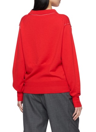 Back View - Click To Enlarge - SONIA CARRASCO - Exposed Stitch Knit Polo Shirt