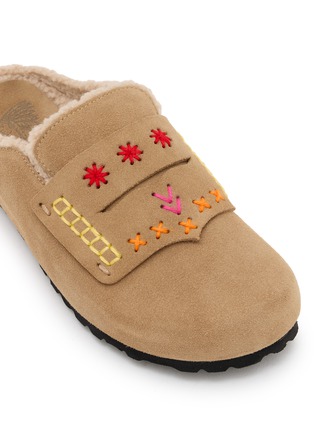 Detail View - Click To Enlarge - TAJI - Kai Moca Embroidered Suede Clogs