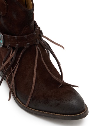 Detail View - Click To Enlarge - TAJI - 35 Fringed Suede Western Ankle Boots