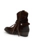  - TAJI - 35 Fringed Suede Western Ankle Boots