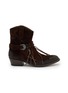 TAJI 35 Fringed Suede Western Ankle Boots