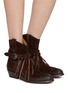 Figure View - Click To Enlarge - TAJI - 35 Fringed Suede Western Ankle Boots