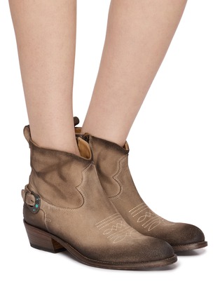 Figure View - Click To Enlarge - TAJI - 35 Austin Embroidered Suede Western Boots