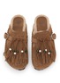 Detail View - Click To Enlarge - TAJI - Caribe Beaded Fringe Suede Clogs