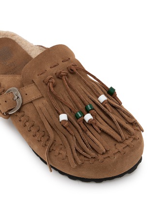 Detail View - Click To Enlarge - TAJI - Caribe Beaded Fringe Suede Clogs