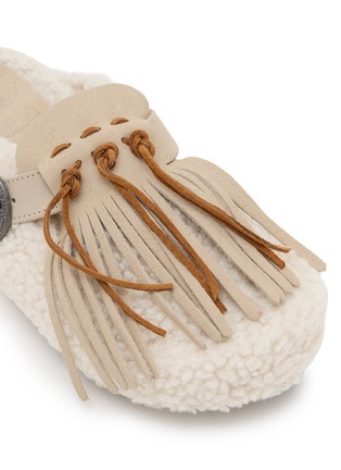 Detail View - Click To Enlarge - TAJI - Sabot Fringed Suede Clogs