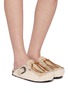 Figure View - Click To Enlarge - TAJI - Sabot Fringed Suede Clogs