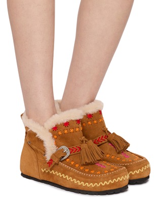 Figure View - Click To Enlarge - TAJI - Kai Suede Shearling Boots