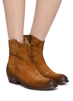 Figure View - Click To Enlarge - TAJI - 35 Adeline Cactus Suede Western Boots