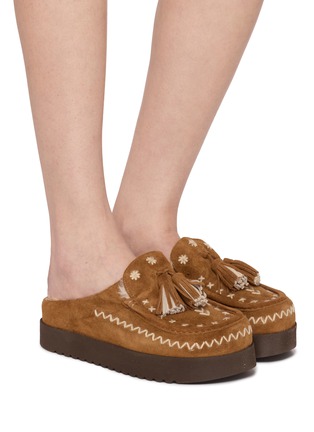 Figure View - Click To Enlarge - TAJI - Kai Platform Suede Clogs