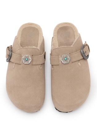 Detail View - Click To Enlarge - TAJI - Sabot Buckled Concho Suede Clogs
