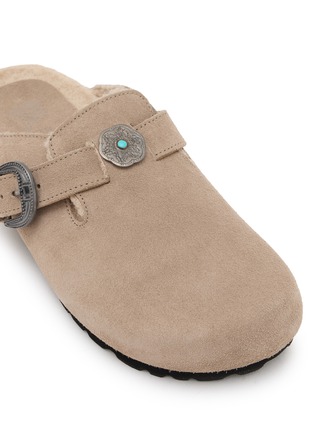 Detail View - Click To Enlarge - TAJI - Sabot Buckled Concho Suede Clogs