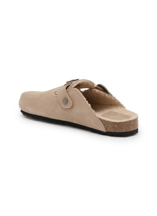  - TAJI - Sabot Buckled Concho Suede Clogs