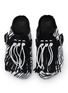 Detail View - Click To Enlarge - TAJI - Sabot Frangia Zebra Fringe Suede Clogs