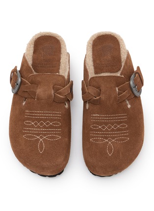Detail View - Click To Enlarge - TAJI - Sabot Tex Embroidered Suede Clogs