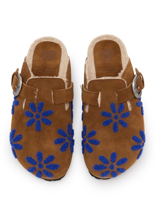 Detail View - Click To Enlarge - TAJI - Sabot Daisy Embroidered Suede Clogs