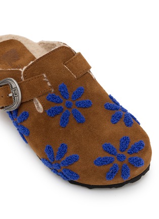 Detail View - Click To Enlarge - TAJI - Sabot Daisy Embroidered Suede Clogs