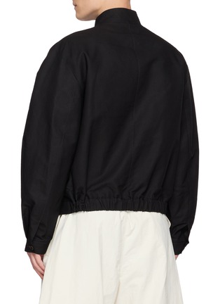 Back View - Click To Enlarge - AMOMENTO - Curved Sleeve Cotton Zip Jacket