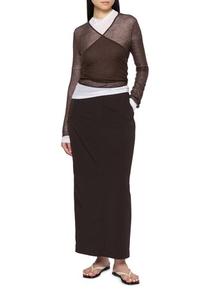 Figure View - Click To Enlarge - GOOD PEOPLE GOOD STITCHING GOOD PRODUCT - Two Way Draped Cross Wrap Cardigan