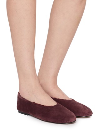 Figure View - Click To Enlarge - PEDDER RED - Brielle Suede Shearling Flats