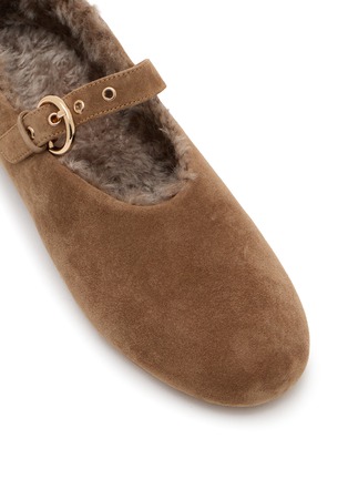 Detail View - Click To Enlarge - PEDDER RED - Brynn Suede Shearling Mary Jane Flats