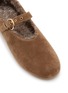 Detail View - Click To Enlarge - PEDDER RED - Brynn Suede Shearling Mary Jane Flats