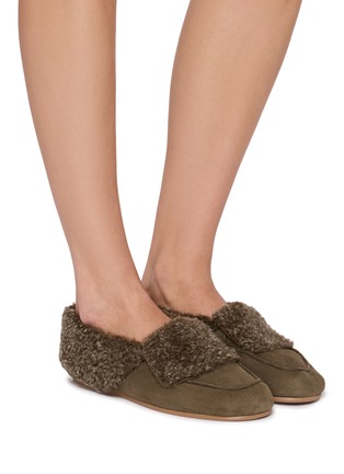 Figure View - Click To Enlarge - PEDDER RED - Turner Suede Shearling Flat Booties