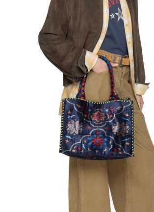 Front View - Click To Enlarge - IMAYIN - Beaded Embroidered  Cooton Tote Bag