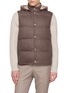 ELEVENTY Detachable Hood Padded Cashmere Down Vest