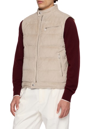 Detail View - Click To Enlarge - ELEVENTY - Leather Down Padded Vest