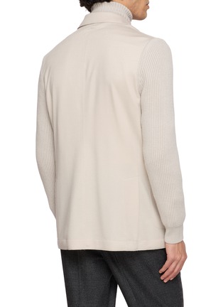 Back View - Click To Enlarge - ELEVENTY - Knit Sleeve Wool Blazer with Detachable Bib