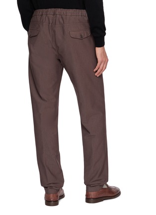 Back View - Click To Enlarge - ELEVENTY - Single Pleat Garment Dyed Cotton Stretch Jogger Pants