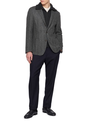 Figure View - Click To Enlarge - ELEVENTY - Unlined Herringbone Blazer